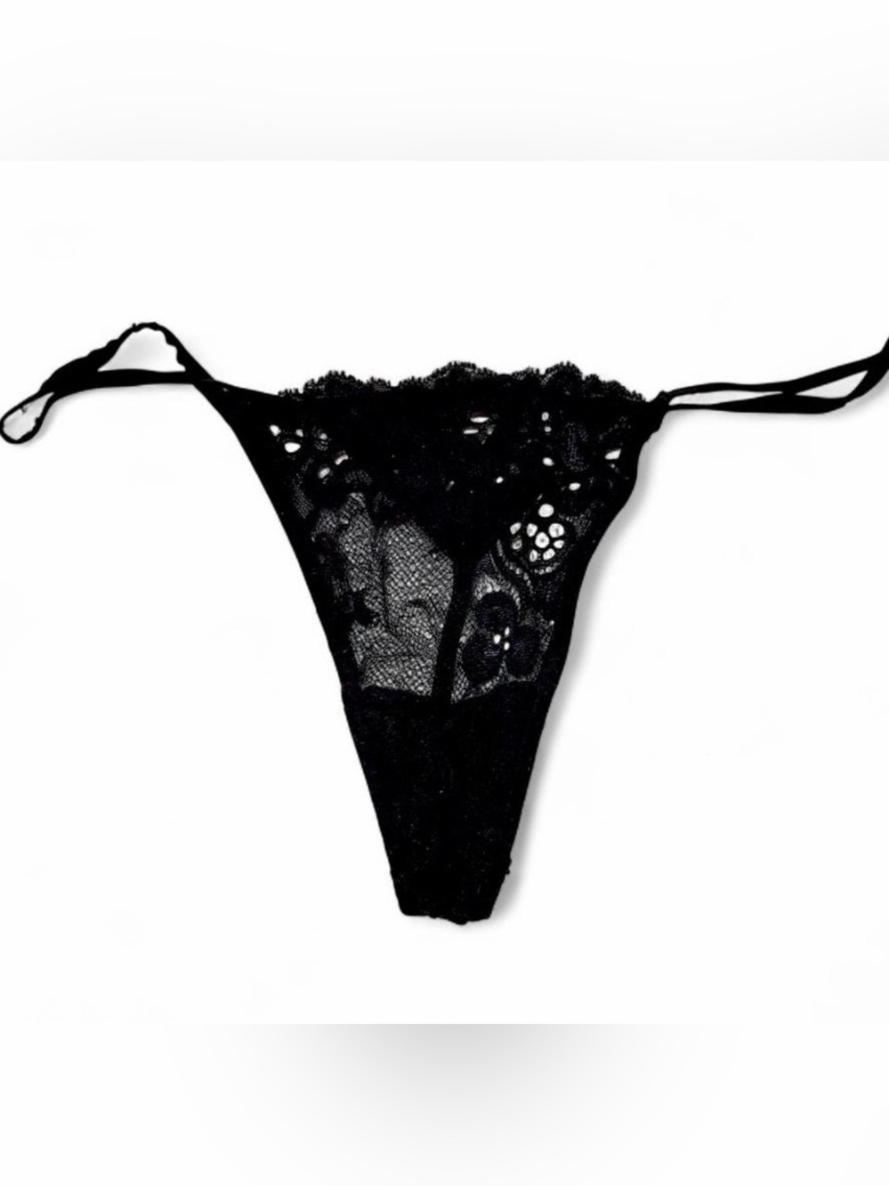 ‘Very Sexy’ by Victoria’s Secret Black Lace ‘V-String’ Thong Panties Sz S